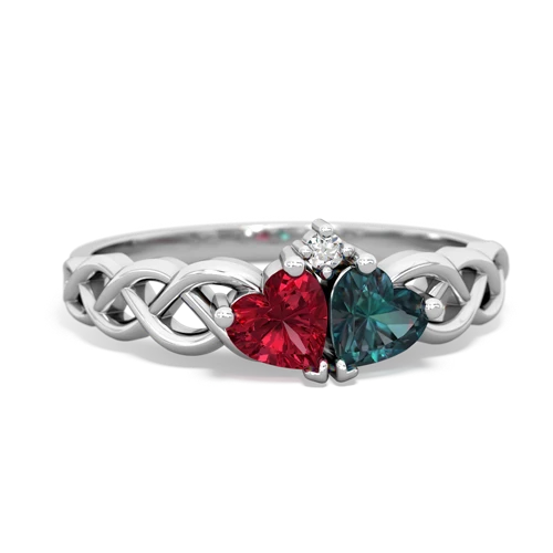 lab ruby-alexandrite celtic braid ring