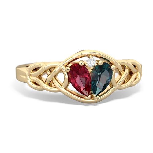 Lab Ruby Lab Created Ruby with Lab Created Alexandrite Celtic Love Knot ring Ring