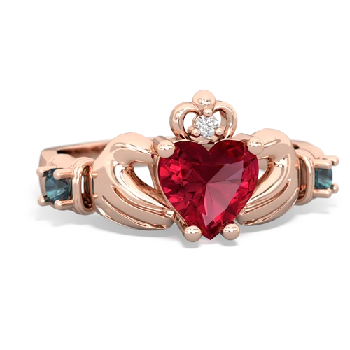 Lab Ruby Lab Created Ruby with Lab Created Alexandrite and Lab Created Pink Sapphire Claddagh ring Ring