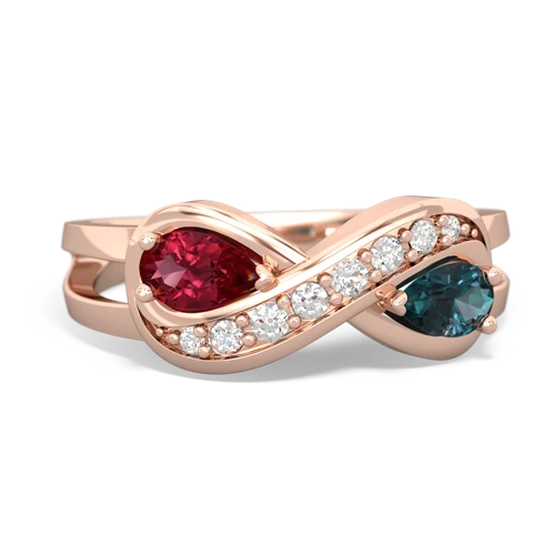 lab ruby-alexandrite diamond infinity ring