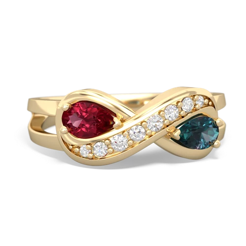 lab ruby-alexandrite diamond infinity ring