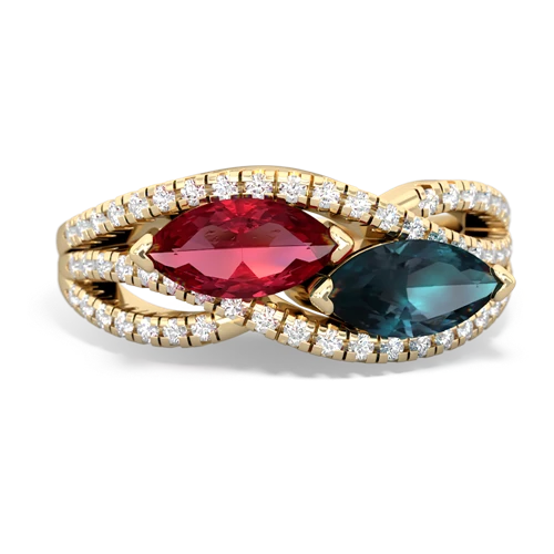 Lab Ruby Lab Created Ruby with Lab Created Alexandrite Diamond Rivers ring Ring