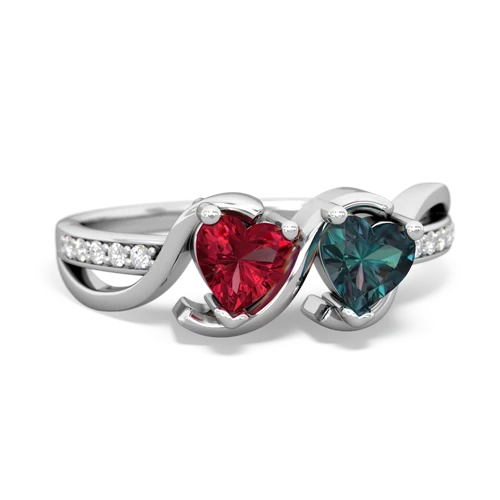 Lab Ruby Lab Created Ruby with Lab Created Alexandrite Side by Side ring Ring