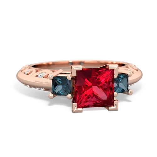 Lab Ruby Lab Created Ruby with Lab Created Alexandrite and  Art Deco ring Ring