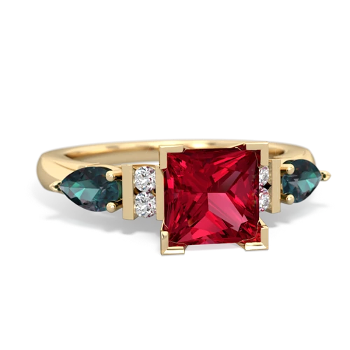 Lab Ruby Lab Created Ruby with Lab Created Alexandrite and Lab Created Alexandrite Engagement ring Ring