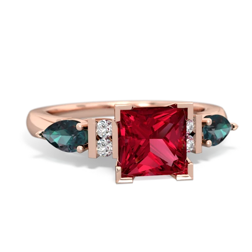 lab ruby-alexandrite engagement ring