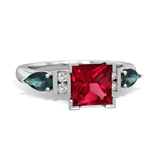 lab ruby-alexandrite engagement ring