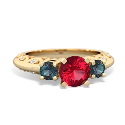 Lab Ruby Lab Created Ruby with Lab Created Alexandrite Art Deco ring Ring