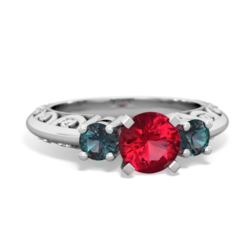 lab ruby-alexandrite engagement ring