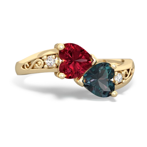 lab ruby-alexandrite filligree ring