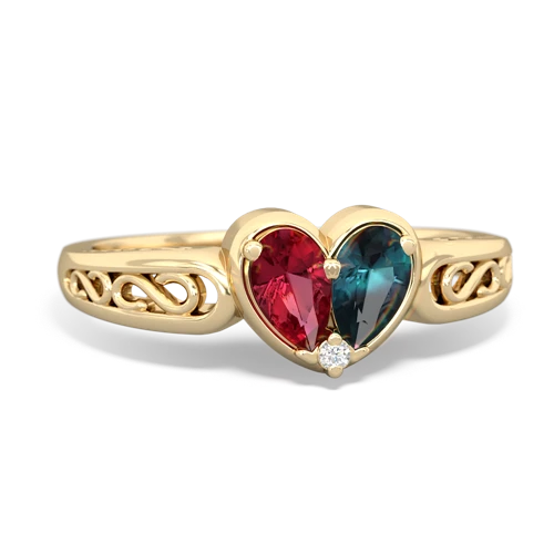 Lab Ruby Lab Created Ruby with Lab Created Alexandrite filligree Heart ring Ring