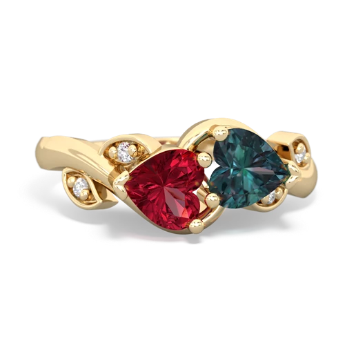 Lab Ruby Lab Created Ruby with Lab Created Alexandrite Floral Elegance ring Ring