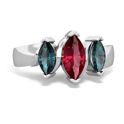 Lab Ruby Lab Created Ruby with Lab Created Alexandrite and Lab Created Pink Sapphire Three Peeks ring Ring