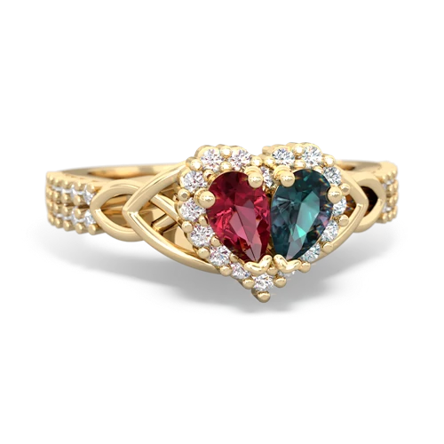 Lab Ruby Lab Created Ruby with Lab Created Alexandrite Celtic Knot Engagement ring Ring