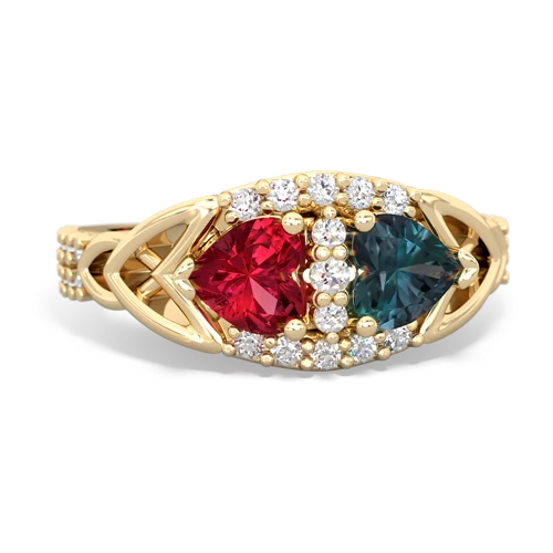 Lab Ruby Lab Created Ruby with Lab Created Alexandrite Celtic Knot Engagement ring Ring