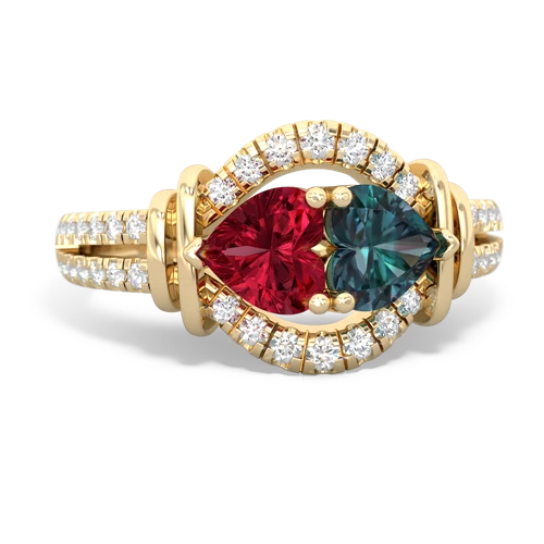 Lab Ruby Lab Created Ruby with Lab Created Alexandrite Art-Deco Keepsake ring Ring