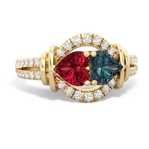 lab ruby-alexandrite pave keepsake ring