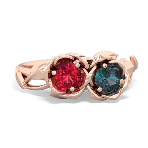Lab Ruby Lab Created Ruby with Lab Created Alexandrite Rose Garden ring Ring