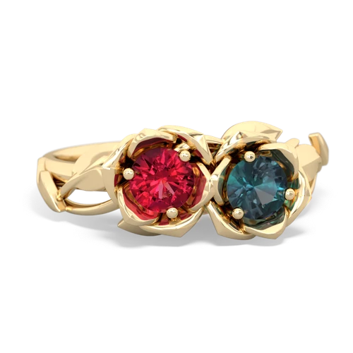 Lab Ruby Lab Created Ruby with Lab Created Alexandrite Rose Garden ring Ring
