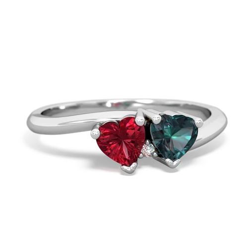 Lab Ruby Lab Created Ruby with Lab Created Alexandrite Sweetheart's Promise ring Ring