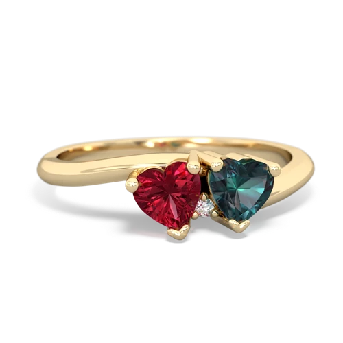 lab ruby-alexandrite sweethearts promise ring