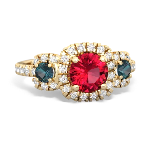 Lab Ruby Lab Created Ruby with Lab Created Alexandrite and  Regal Halo ring Ring