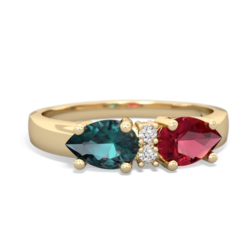 Lab Ruby Lab Created Ruby with Lab Created Alexandrite Pear Bowtie ring Ring