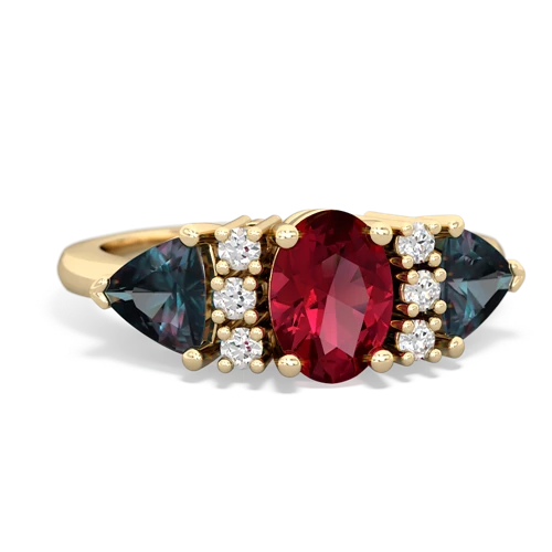 Lab Ruby Lab Created Ruby with Lab Created Alexandrite and  Antique Style Three Stone ring Ring