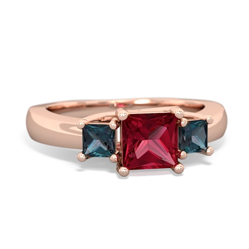 Lab Ruby Lab Created Ruby with Lab Created Alexandrite and Genuine Citrine Three Stone Trellis ring Ring