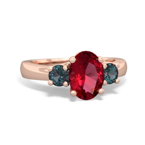 Lab Ruby Lab Created Ruby with Lab Created Alexandrite Three Stone Trellis ring Ring
