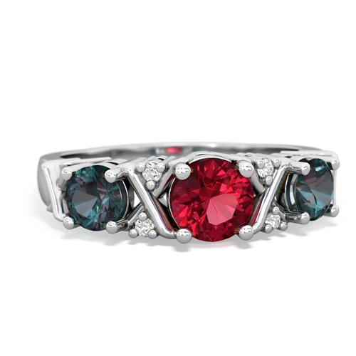 Lab Ruby Lab Created Ruby with Lab Created Alexandrite and  Hugs and Kisses ring Ring