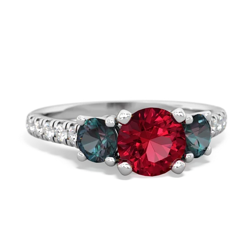 Lab Ruby Lab Created Ruby with Lab Created Alexandrite and Genuine Smoky Quartz Pave Trellis ring Ring