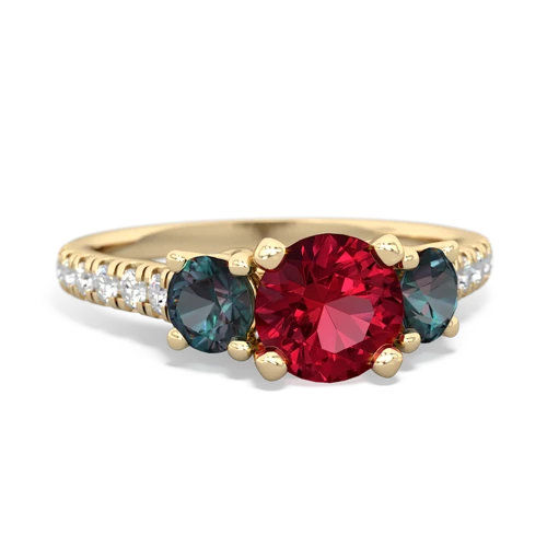 Lab Ruby Lab Created Ruby with Lab Created Alexandrite and  Pave Trellis ring Ring