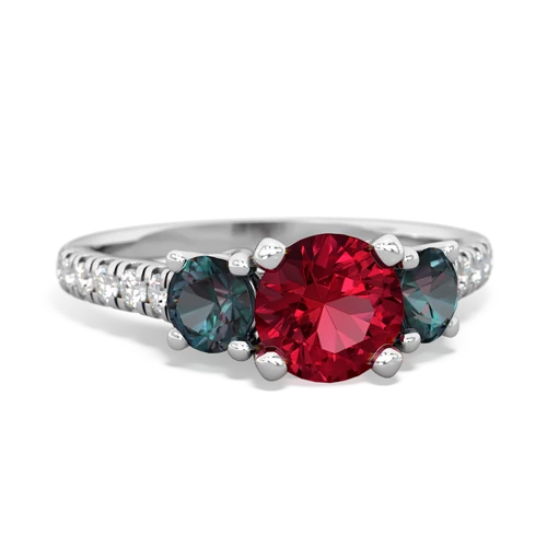 lab ruby-alexandrite trellis pave ring