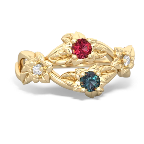Lab Ruby Lab Created Ruby with Lab Created Alexandrite Sparkling Bouquet ring Ring