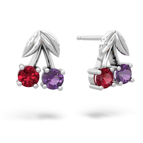 lab ruby-amethyst cherries earrings