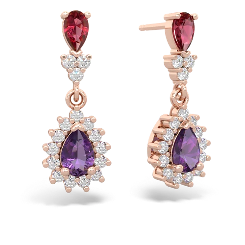 lab ruby-amethyst dangle earrings