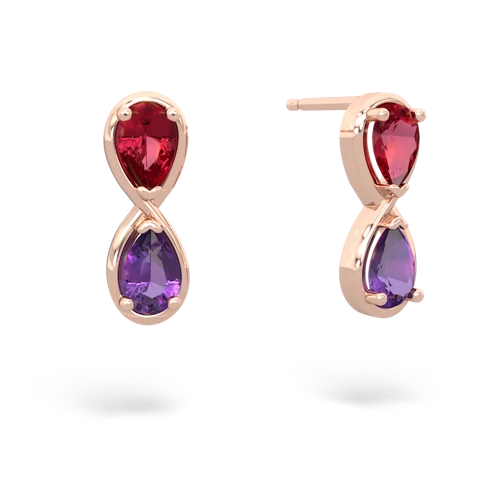 lab ruby-amethyst infinity earrings