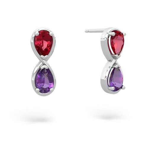 lab ruby-amethyst infinity earrings