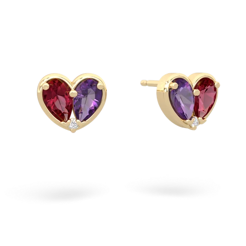 lab ruby-amethyst one heart earrings