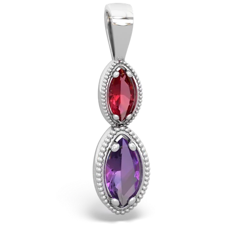 lab ruby-amethyst antique milgrain pendant