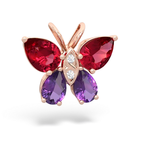 lab ruby-amethyst butterfly pendant