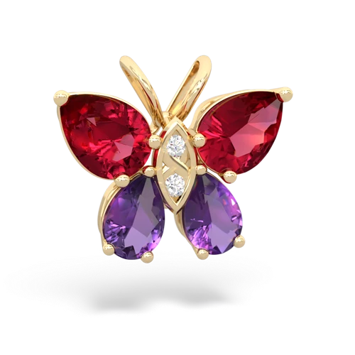 lab ruby-amethyst butterfly pendant