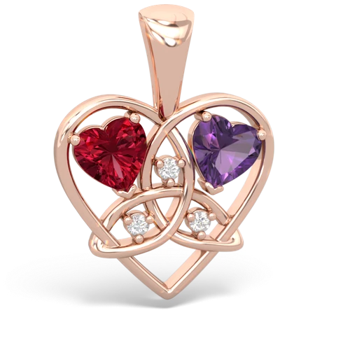 lab ruby-amethyst celtic heart pendant