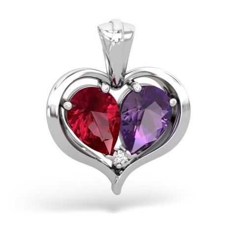 Lab Ruby Lab Created Ruby with Genuine Amethyst Two Become One pendant Pendant