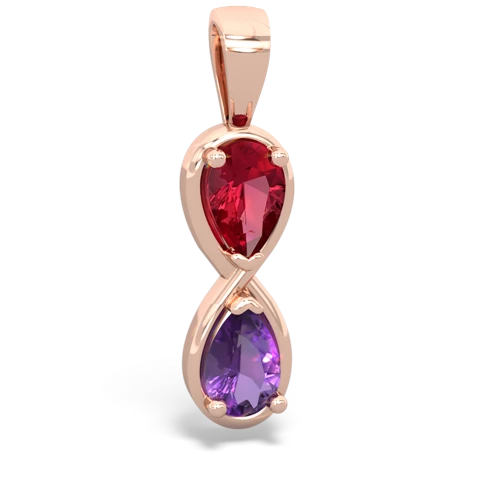 Lab Ruby Lab Created Ruby with Genuine Amethyst Infinity pendant Pendant