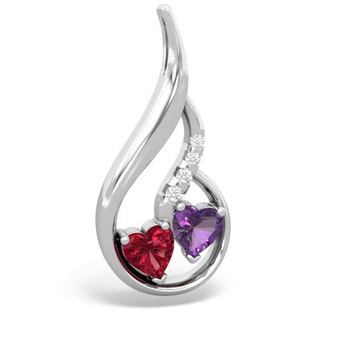 Lab Ruby Lab Created Ruby with Genuine Amethyst Keepsake Curves pendant Pendant