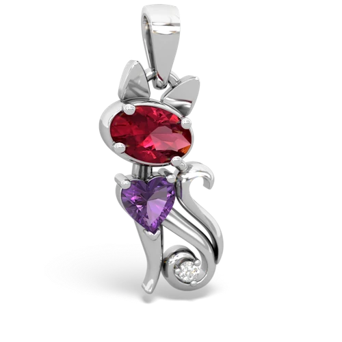 lab ruby-amethyst kitten pendant