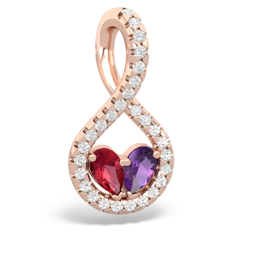 Lab Ruby Lab Created Ruby with Genuine Amethyst PavÃ© Twist pendant Pendant