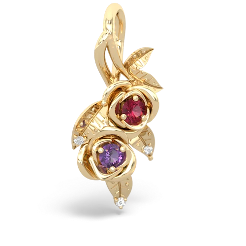 Lab Ruby Lab Created Ruby with Genuine Amethyst Rose Vine pendant Pendant